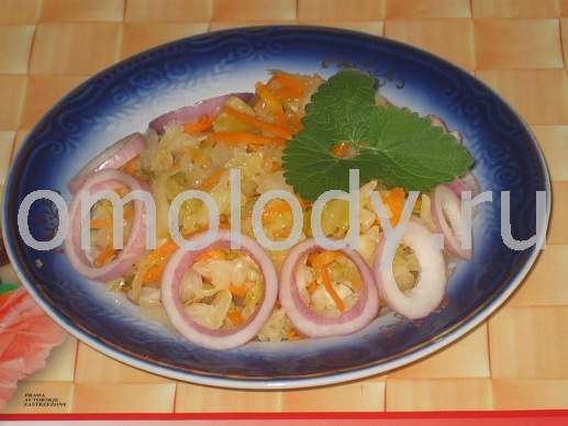 Sour cabbage salad with onion